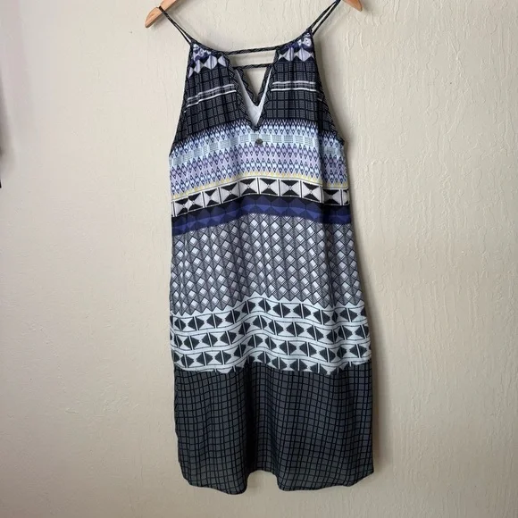 Prana Nari Tribal Ikat Printed Blue Midi Sundress Size Small - Picture 16 of 16